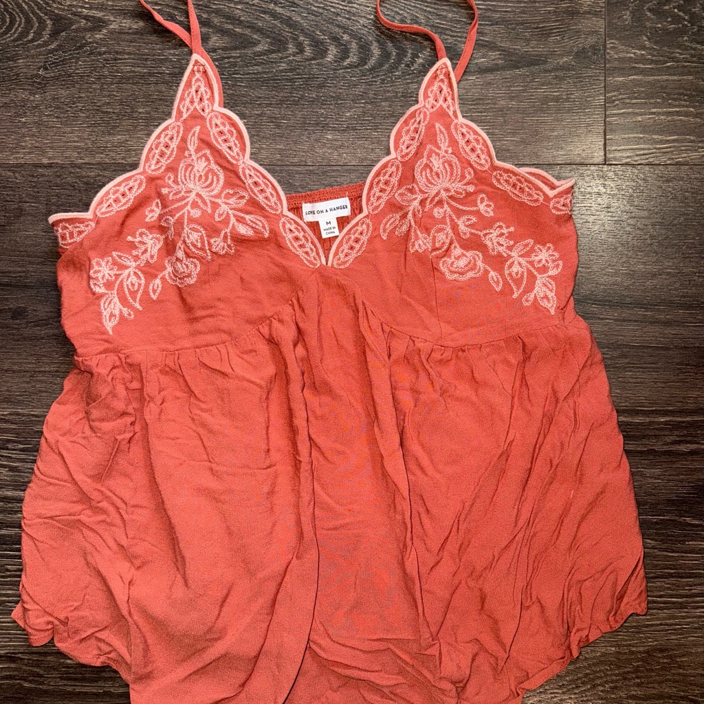 Love On A Hanger Coral Embroidered Camisole